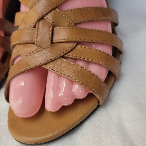 Naturalizer Leather Sandals Natural Soul sz 8 Caramel Shoes slingback Pelican - Picture 4 of 13